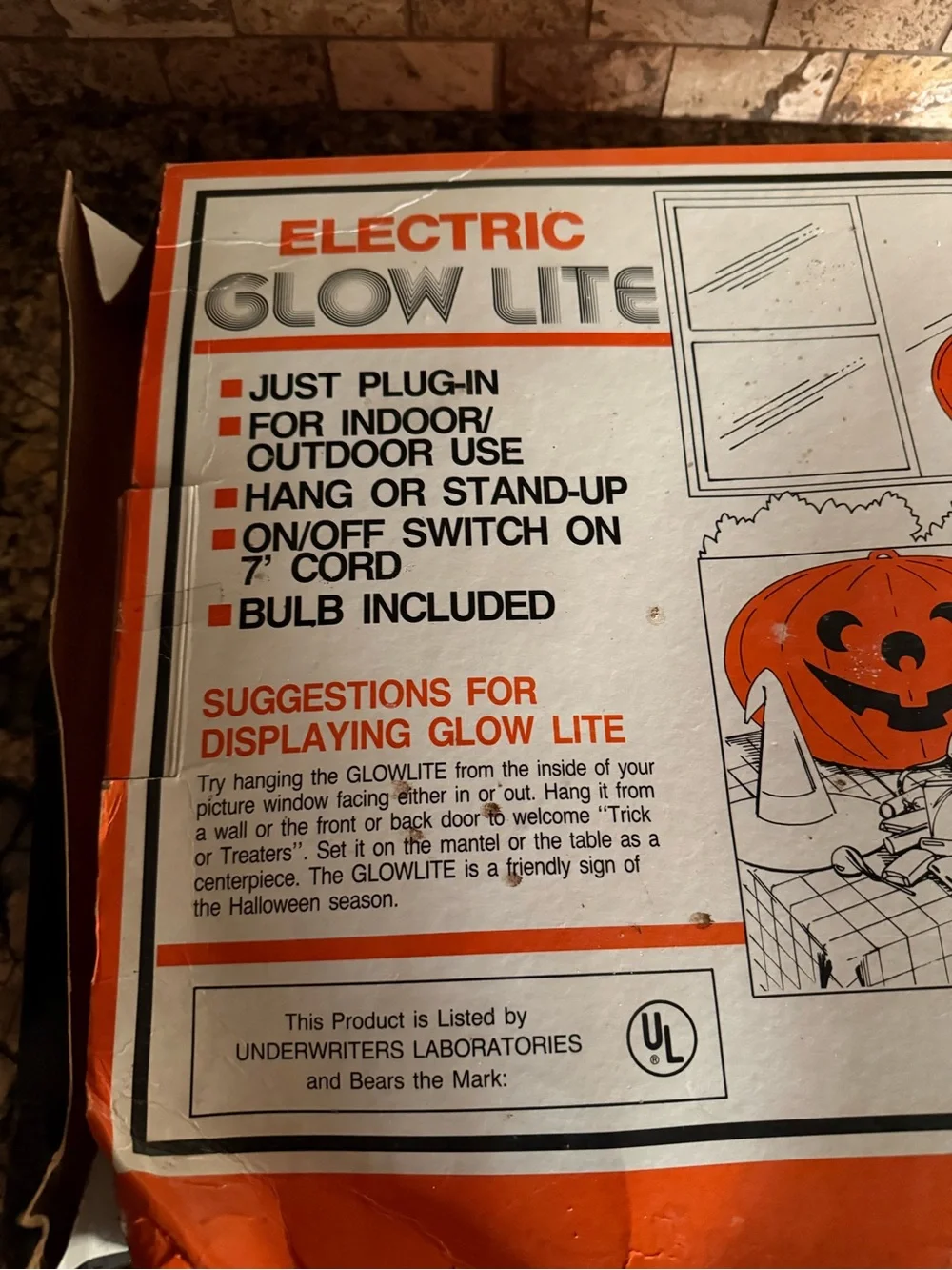 Vintage Blinky Glow Lite Electric Pumpkin Window Light Blow Mold Halloween.